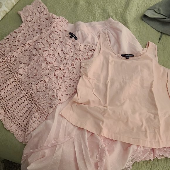 Crocheted sweater, tank, and skirt, soft blush, L - Picture 2 of 5